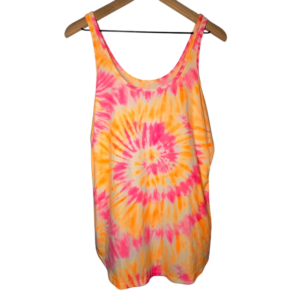 XXL Pink Orange White Tie Dye Tank Top